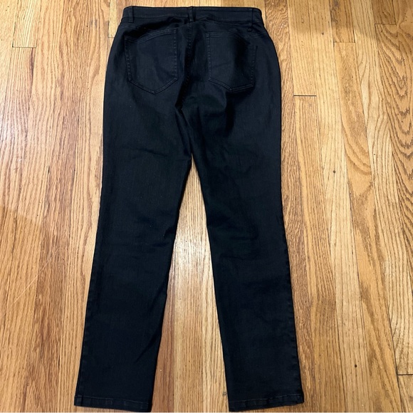 Eileen Fisher Skinny Jeans Organic Cotton Black Coated Size 2 Straight Leg - Picture 8 of 8